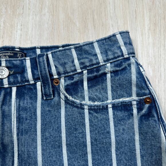 NWT Abercombie & Fitch Annie High Rise Short Stripe Casual Denim Jean Shorts 27 - Picture 5 of 16